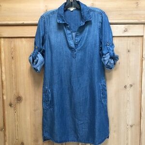 Anthropologie Cloth & Stone Long Sleeve Chambray Denim Dress Size XS